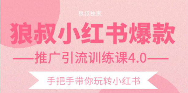 狼叔小红书爆款推广引流训练课4.0，手把手带你玩转小红书-创业资源库