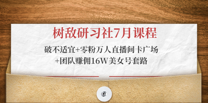 树敌研习社7月课程：破不适宜+零粉万人直播间卡广场+团队赚佣16W美女号套路-创业资源库