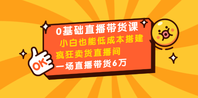 0基础直播带货课：小白也能低成本搭建疯狂卖货直播间：1场直播带货6万-创业资源库