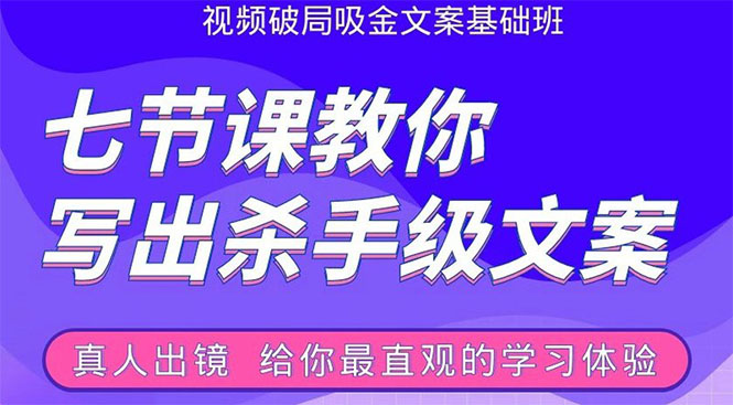 张根视频破局吸金文案班：节节课教你写出杀手级文案(附67页文案训练手册)-创业资源库