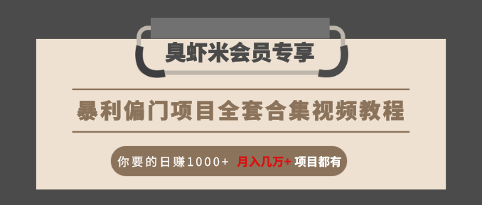 暴利偏门项目全套合集视频教程：你要的日赚1000+月入几万+项目都有-创业资源库