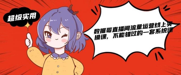 数据哥直播间流量运营线上实操课，不能错过的一套系统课-创业资源库