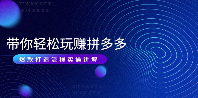 带你轻松玩赚拼多多：花的少 赚的多 爆款更简单 爆款打造流程实操讲解-创业资源库
