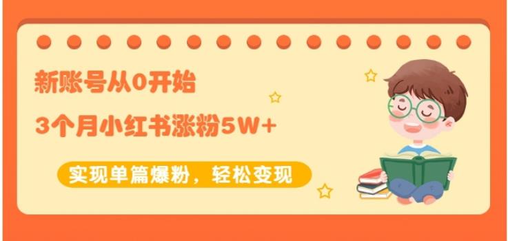 生财小红书涨粉变现：新账号从0开始3个月小红书涨粉5W+实现单篇爆粉-创业资源库