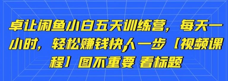 卓让闲鱼小白五天训练营，每天一小时，轻松赚钱快人一步-创业资源库