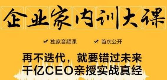 企业家内训大课，未来企业必学经验，价值1299元-创业资源库