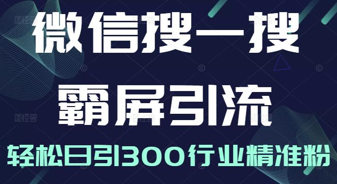 微信搜一搜霸屏引流课，打造被动精准引流系统，轻松日引300行业精准粉-创业资源库