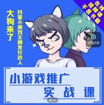 大狗来了：小游戏推广实战课，带你搭建一个游戏推广变现账号-创业资源库