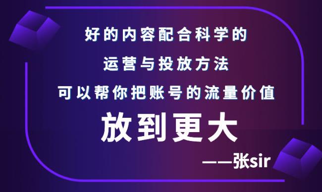张sir账号流量增长课，告别海王流量，让你的流量更精准-创业资源库