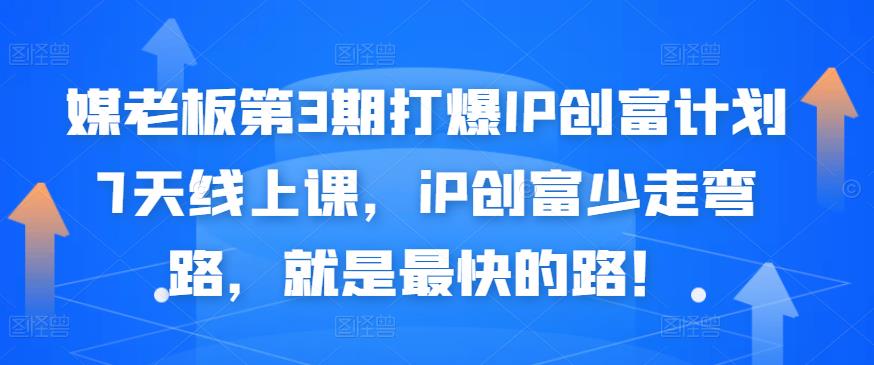 媒老板第3期打爆IP创富计划7天线上课，iP创富少走弯路，就是最快的路！-创业资源库