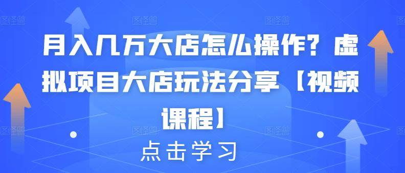 月入几万大店怎么操作？虚拟项目大店玩法分享【视频课程】-创业资源库