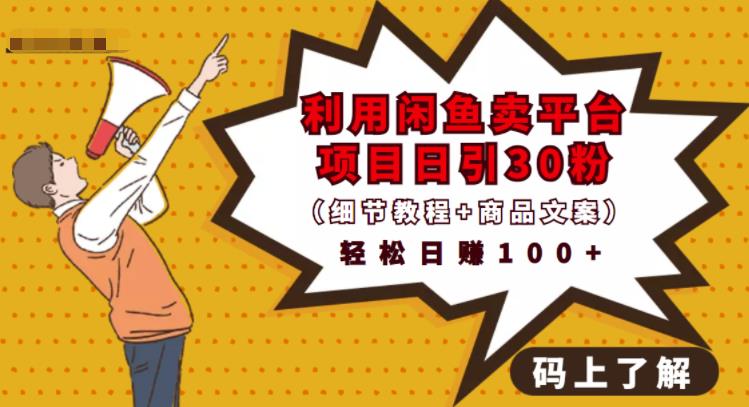 利用闲鱼卖平台项目课程资源日引流30+精准粉丝，轻松日赚100+，积累人脉可实现二次变-创业资源库
