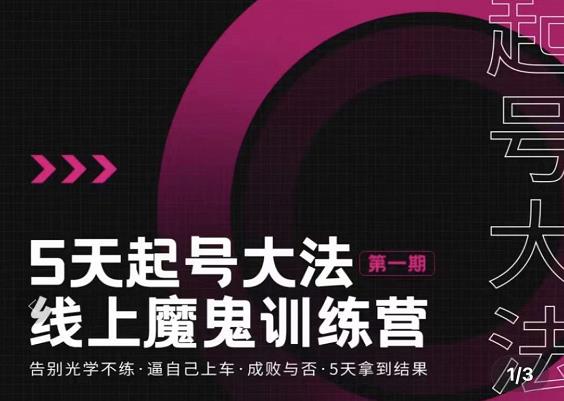 大播·五天起号魔鬼训练营，告别光学不练，逼自己上车，成败与否，5天拿到结果-创业资源库