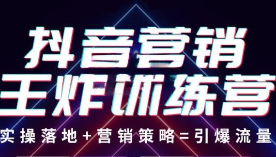抖音营销王炸训练营，实操落地+营销策略=引爆流量（价值8960元）-创业资源库