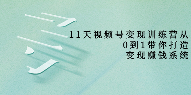 11天视频号变现训练营，从0到1打造变现赚钱系统（价值398元）-创业资源库