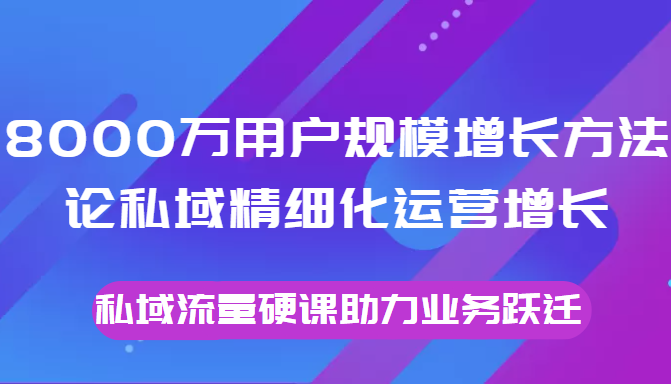 8000万用户规模增长方法论私域精细化运营增长，私域流量硬课助力业务跃迁-创业资源库