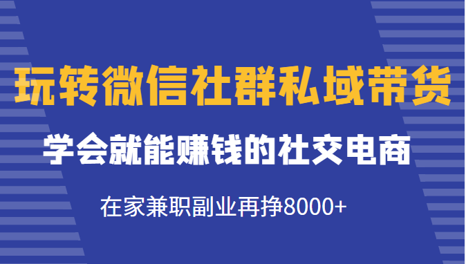 玩转微信社群私域带货，学会就能赚钱的社交电商，在家兼职副业再挣8000+-创业资源库