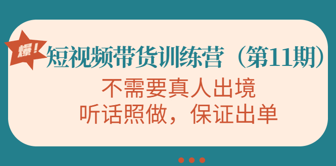 视频带货训练营，不需要真人出境，听话照做，保证出单（第11期）-创业资源库