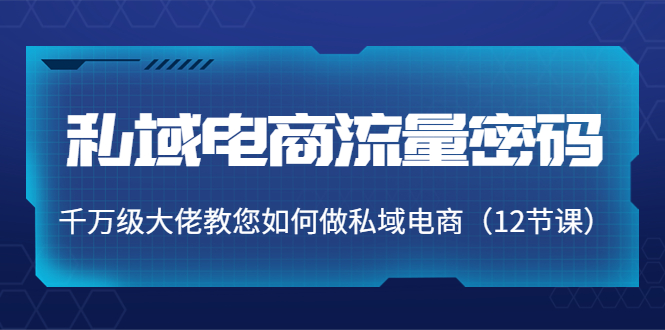 私域电商流量密码：千万级大佬教您如何做私域电商（12节课）-创业资源库