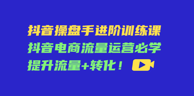 抖音操盘手进阶训练课：抖音电商流量运营必学，提升流量+转化-创业资源库
