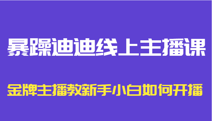 暴躁迪迪线上主播课，金牌主播教新手小白如何开播-创业资源库