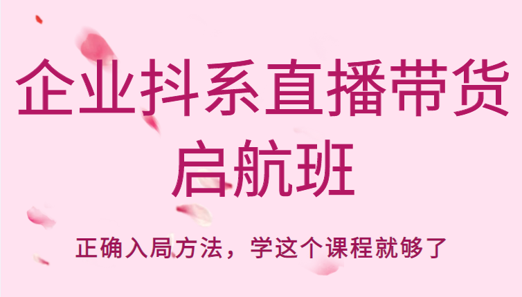 企业抖系直播带货启航班，正确入局方法，学这个课程就够了-创业资源库