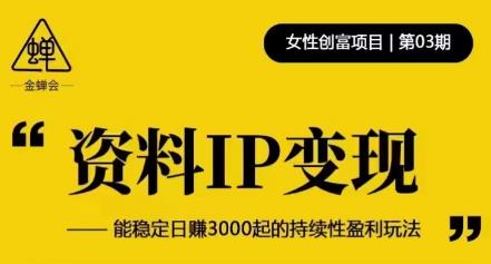 资料IP变现，能稳定日赚3000起的持续性盈利玩法-创业资源库
