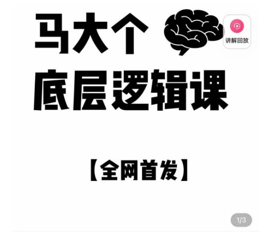 马大个·底层逻辑课，51节底层逻辑智慧课-价值1980元-创业资源库
