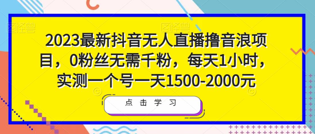 2023最新抖音无人直播撸音浪项目，0粉丝无需千粉，每天1小时，实测一个号一天1500-2000元-创业资源库
