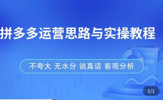 拼多多店铺运营思路与实操教程，快速学会拼多多开店和运营，少踩坑，多盈利-创业资源库