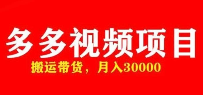多多带货视频快速50爆款拿带货资格，搬运带货，月入30000【全套脚本+详细玩法】-创业资源库