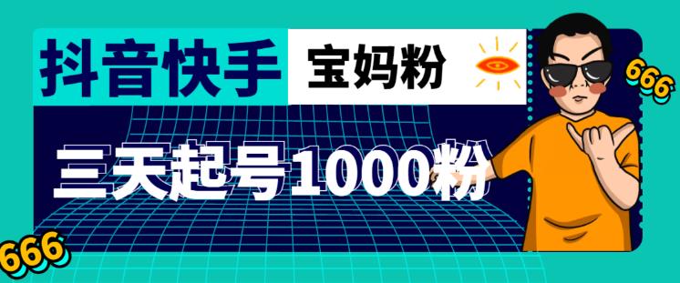 抖音快手三天起号涨粉1000宝妈粉丝的核心方法【详细玩法教程】-创业资源库