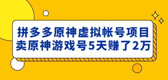 外面卖2980的拼多多原神虚拟帐号项目：卖原神游戏号5天赚了2万-创业资源库