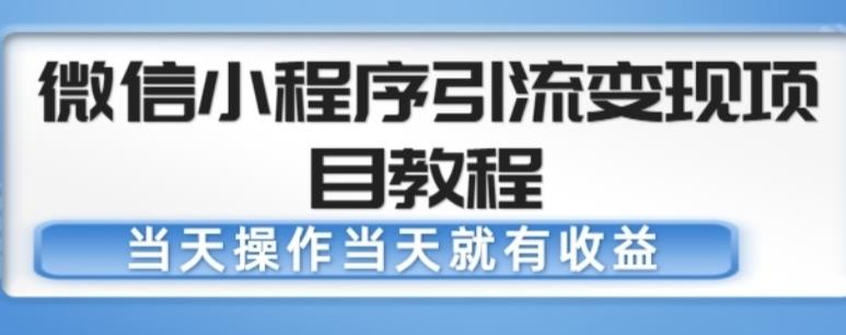 微信小程序引流变现项目教程，当天操作当天就有收益，变现不再是难事-创业资源库