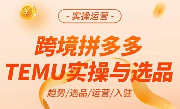 跨境拼多多TEMU实操与选品，​掌握平台运营方法技巧，选品避坑12条标准，爆款的底层思路等-创业资源库