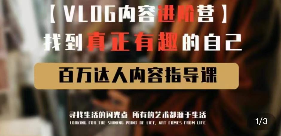 vlog内容进阶营，找到真正有趣的自己，百万达人内容指导课-创业资源库