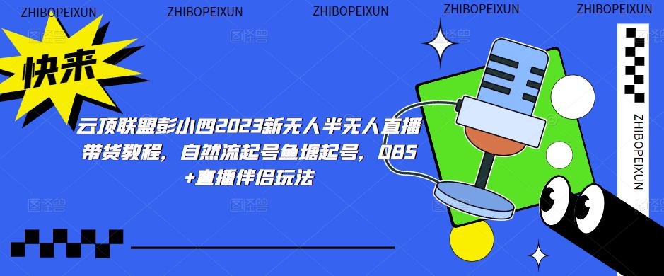 云顶联盟彭小四2023新无人半无人直播带货教程，自然流起号鱼塘起号，OBS+直播伴侣玩法-创业资源库