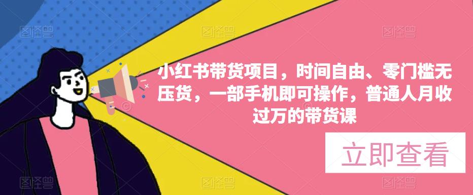 小红书带货项目，时间自由、零门槛无压货，一部手机即可操作，普通人月收过万的带货课-创业资源库