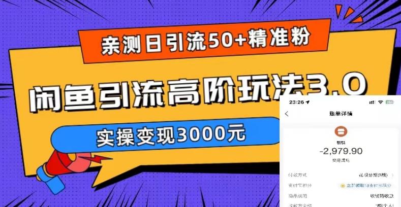 亲测日引50+精准粉，闲鱼引流高阶玩法3.0，实操变现3000元【揭秘】-创业资源库