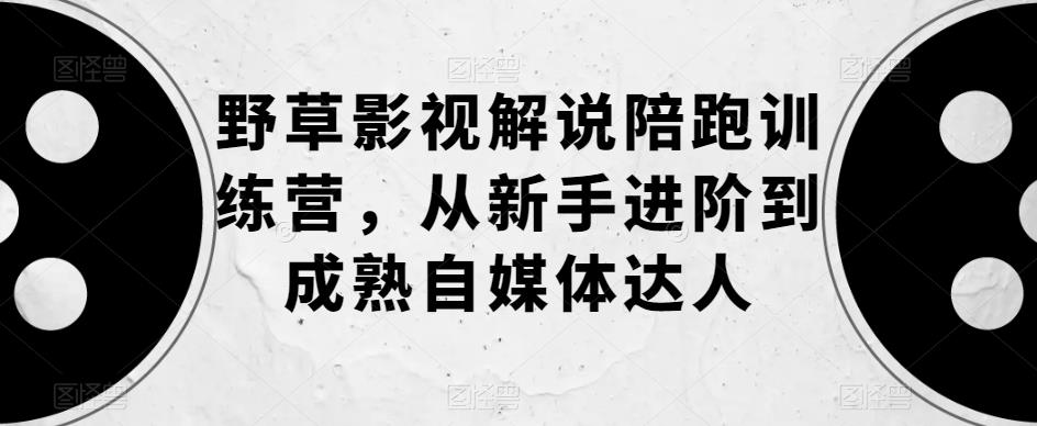野草影视解说陪跑训练营，从新手进阶到成熟自媒体达人-创业资源库
