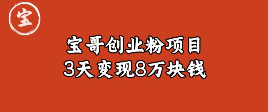 宝哥IP图文创业粉引流项目实战分享：单个账号3天涨粉1万，变现8万块钱（图文教程）【揭秘】-创业资源库