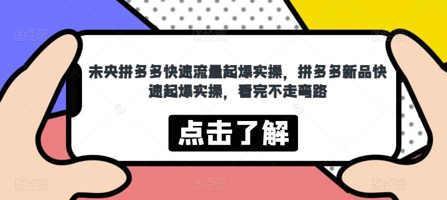 未央拼多多快速流量起爆实操，拼多多新品快速起爆实操，看完不走弯路-创业资源库