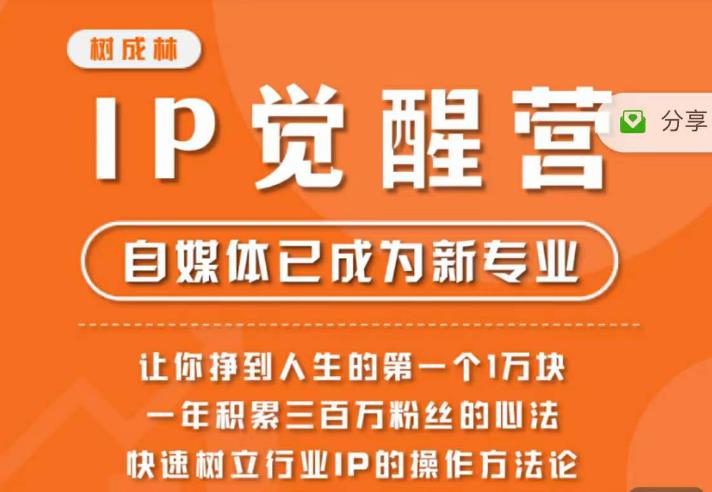 树成林·IP觉醒营，快速树立行业IP的操作方法论，让你赚到人生的第一个1万块-创业资源库