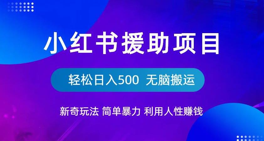 小红书援助项目新奇玩法，简单暴力，无脑搬运轻松日入500【揭秘】-创业资源库