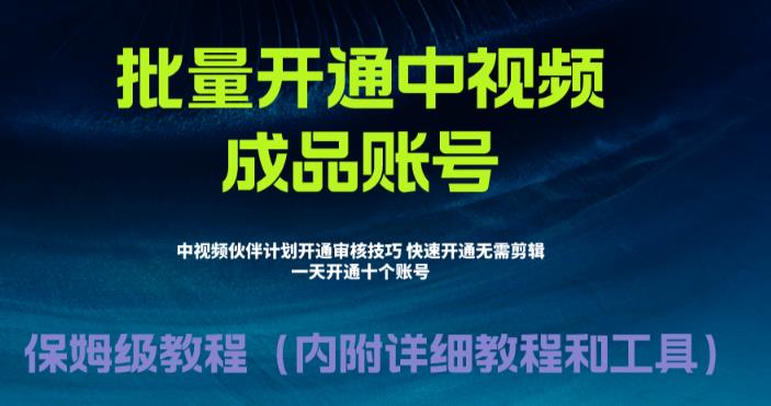 外面收费1980的暴力开通中视频计划教程，内附详细的快速通过中视频伙伴计划的办法-创业资源库