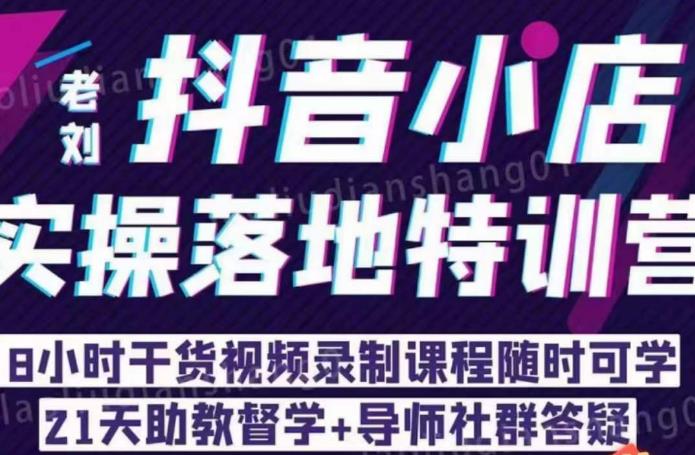 老刘·抖店商品卡流量，​抖音小店实操落地特训营，8小时干货视频录制课程随时可学-创业资源库