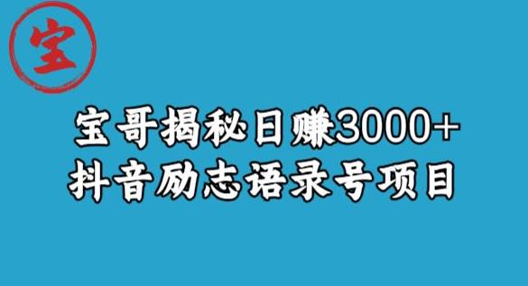 宝哥揭秘日赚3000+抖音励志语录号短视频变现项目-创业资源库