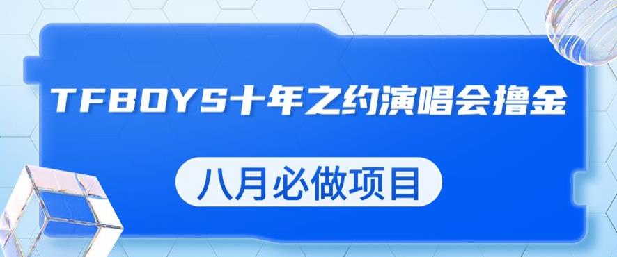 最新蓝海项目，靠最近非常火的TFBOYS十年之约演唱会流量掘金，八月必做的项目【揭秘】-创业资源库
