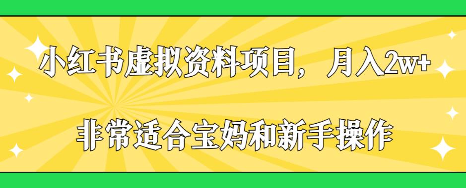 小红书虚拟资料项目，月入2w+，非常适合宝妈和新手操作【揭秘】-创业资源库