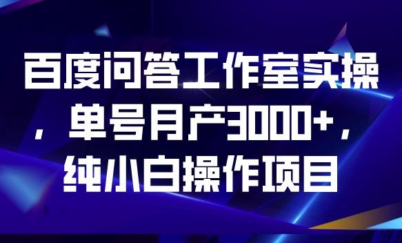 百度问答工作室实操，单号月产3000+，纯小白操作项目【揭秘】-创业资源库